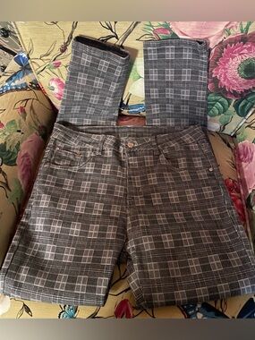 Gray Plaid Unisex Skinny Pants